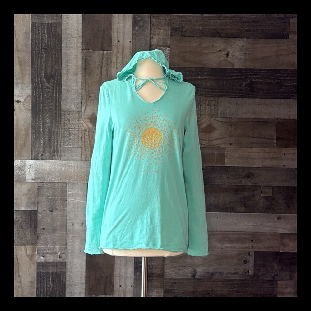 Life Is Good long sleeve hoodie top small Y2K heart sunshine sporty girlhoodcore